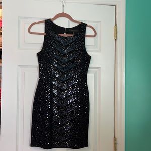 BCBG black sequin body on dress